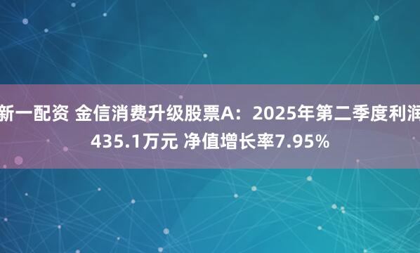 新一配资 金信消费升级股票A:2025年第二季度利润435.1万元 净值增长率7.95%